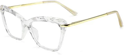 FEISEDY Cat Eye Glasses Frame Crystal Non Prescription Eyewear Women B2440