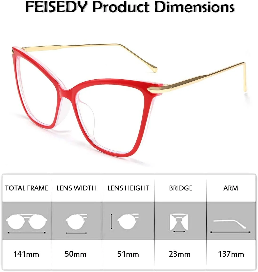 FEISEDY Oversized Cat Eye Glasses Frame Blue Light Blocking Eyewear for Women... 2