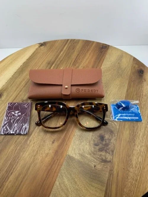 Feisedy Oversized Frame Eyeglasses, Frames Only , Clear Lenses Scratched 3