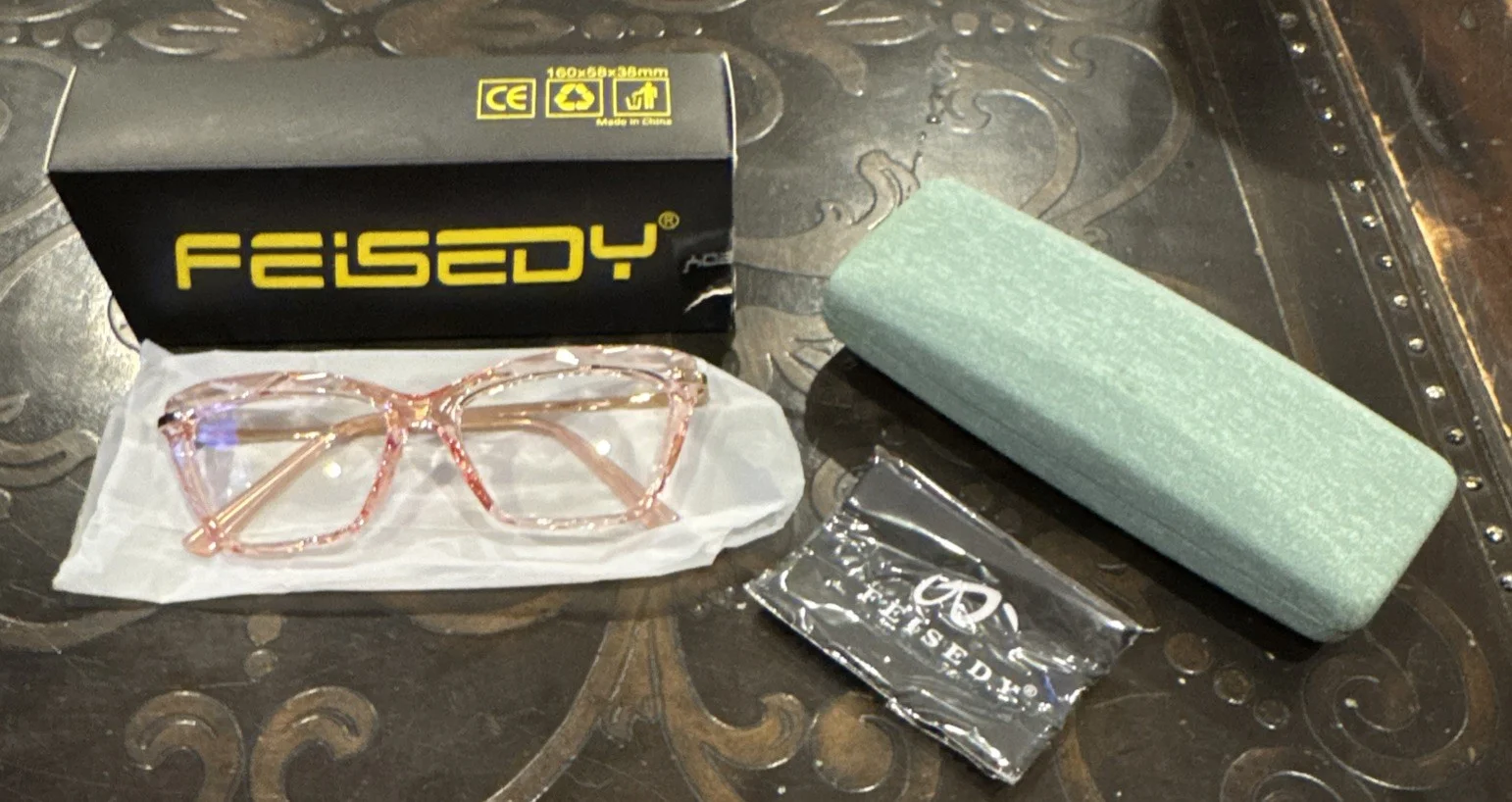 Feisedy Plain Glasses With Black Frame 3